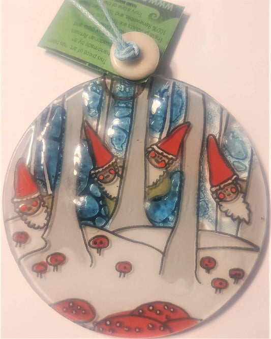 Gnome Recycled Glass Ornament