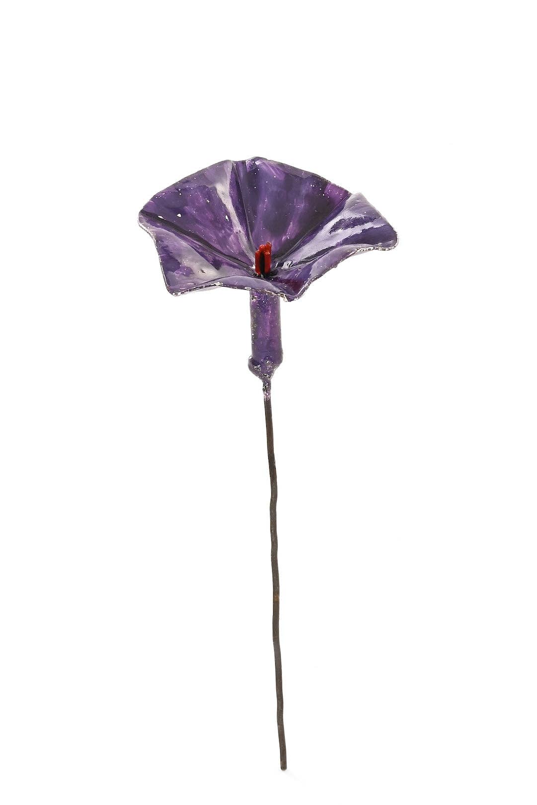 Small Metal Petunia Flower Garden Stake – Purple