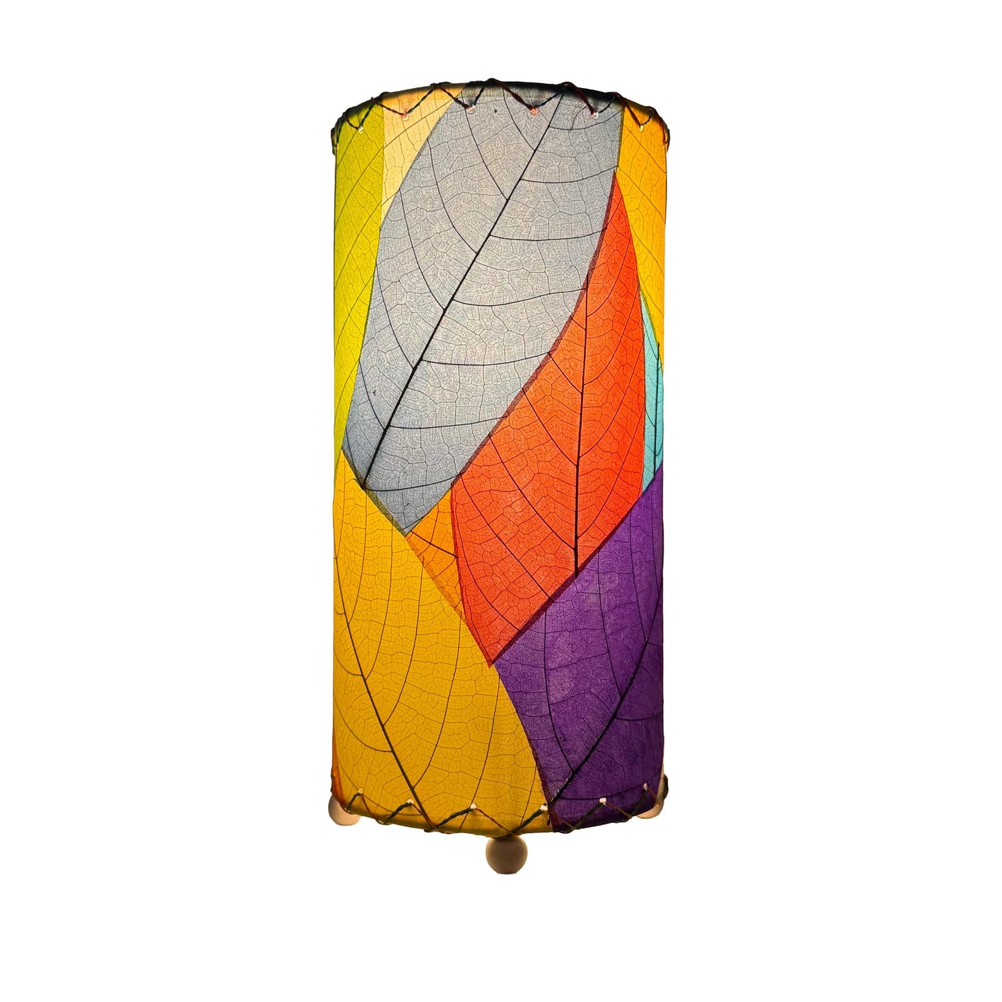 12'' Cocoa Leaf Cylinder Lamp - Multi