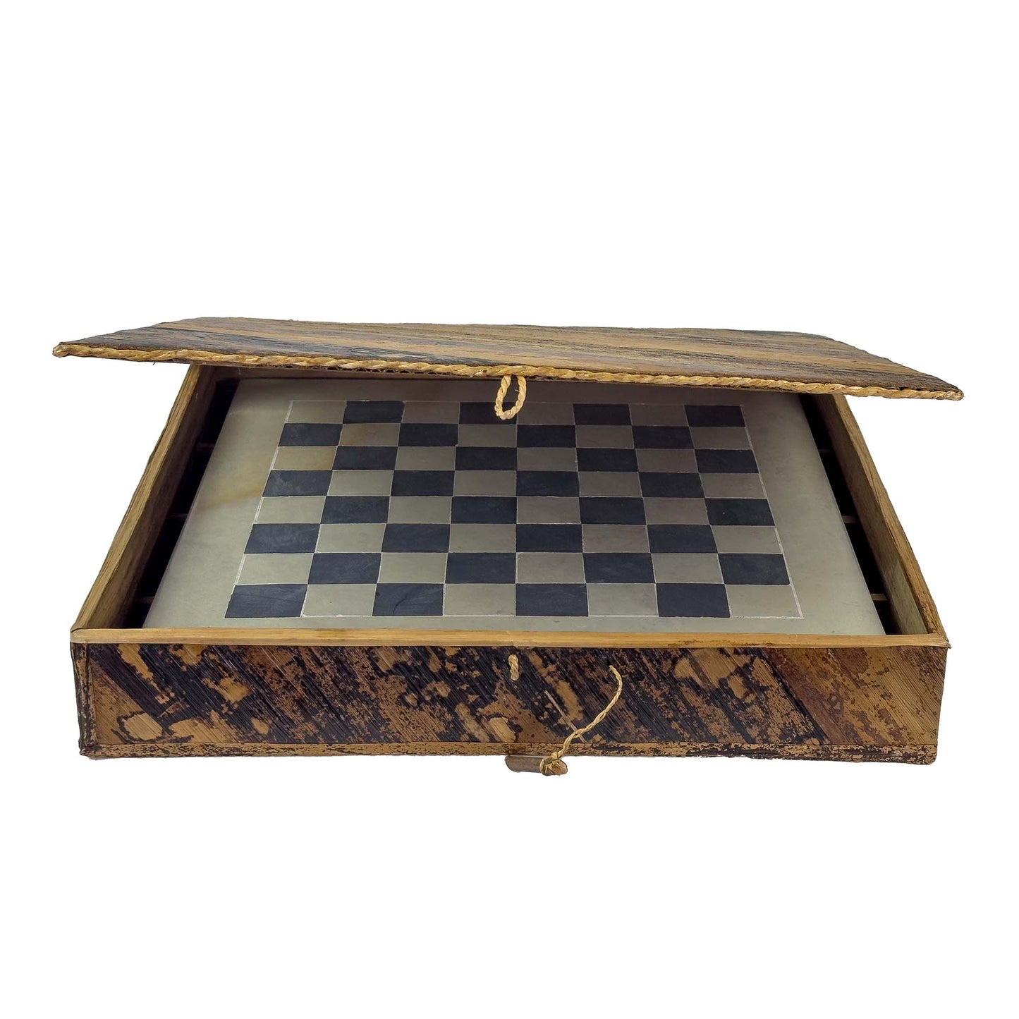 Soapstone Hand-Carved Chess Set w/ Box - African Maasai Tribe Pieces, Grey/Natural