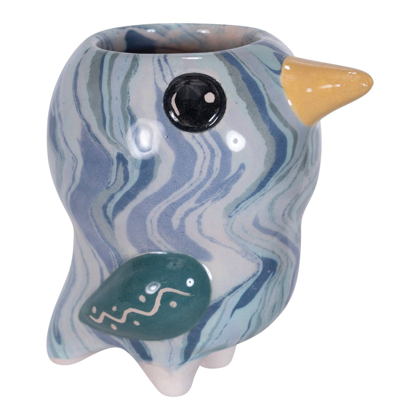 Marble Glazed Ceramic Plant Pot - Bird/Pio