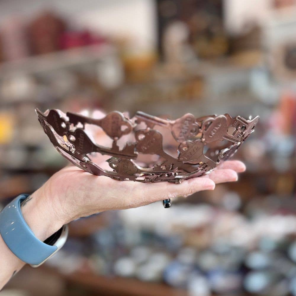 Oval Iron Key Bowl - Antique Copper Finish