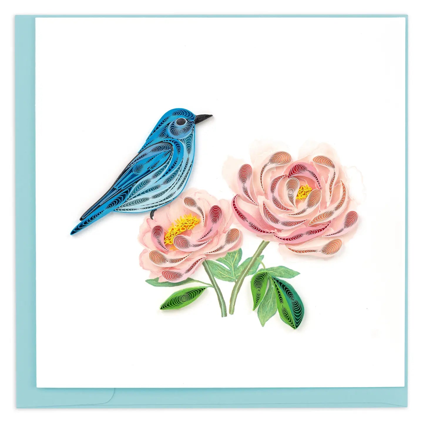 Quilled Bluebirds & Peonies Greeting Card