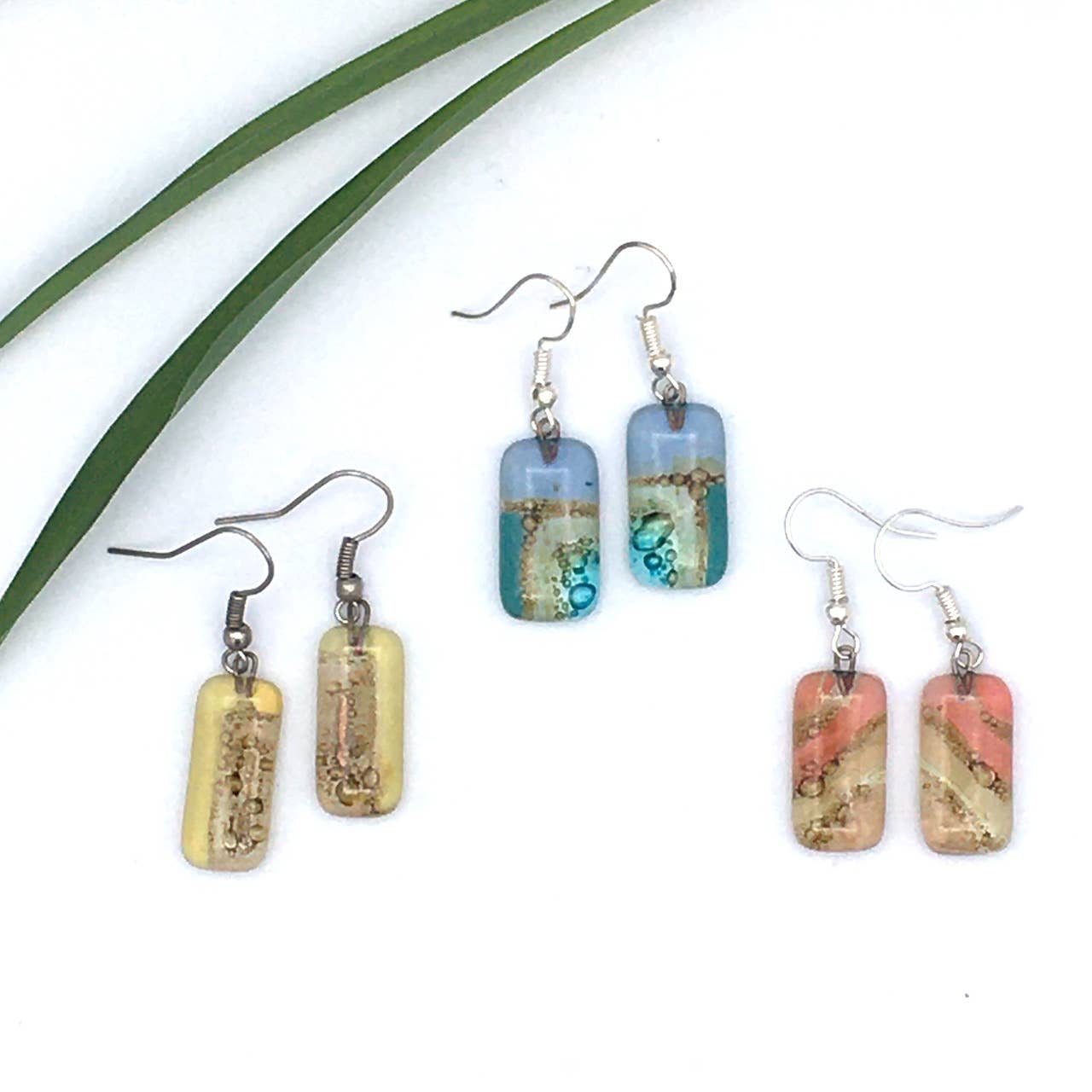 Small Recycled Windowpane Glass Earrings - Assorted Shapes