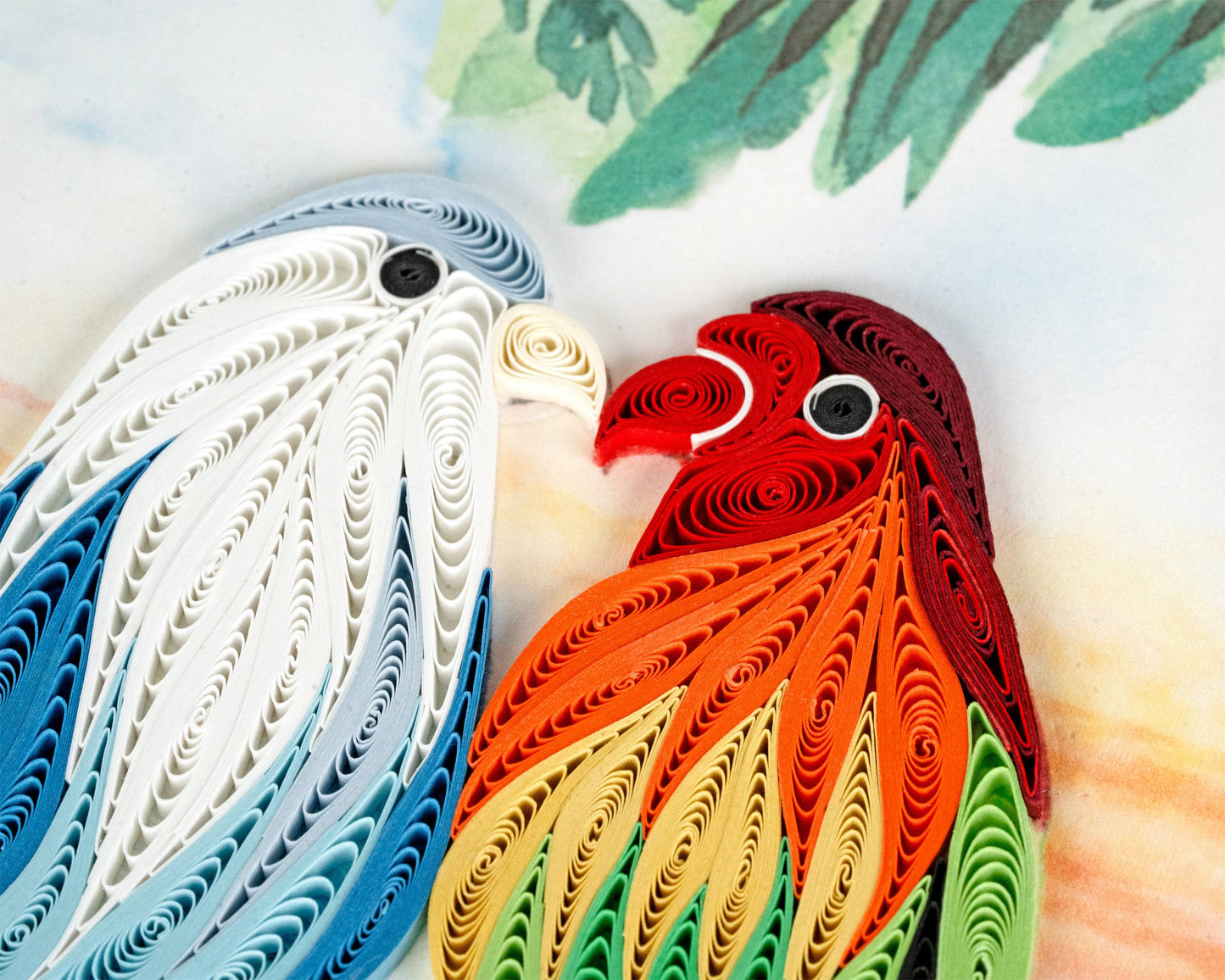 Quilled Pair of Lovebirds Greeting Card