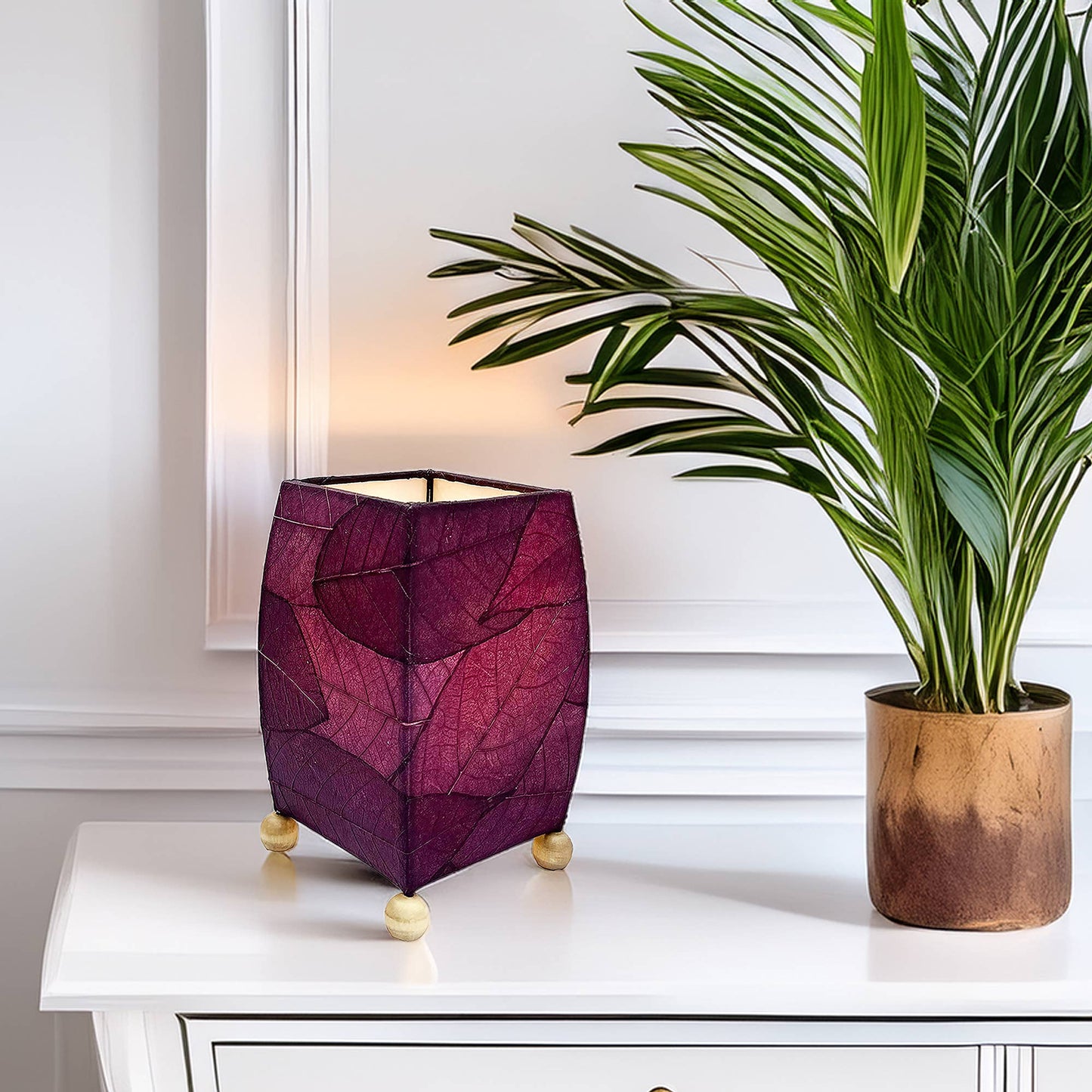 Mini Square Cocoa Leaf Lamp - Purple