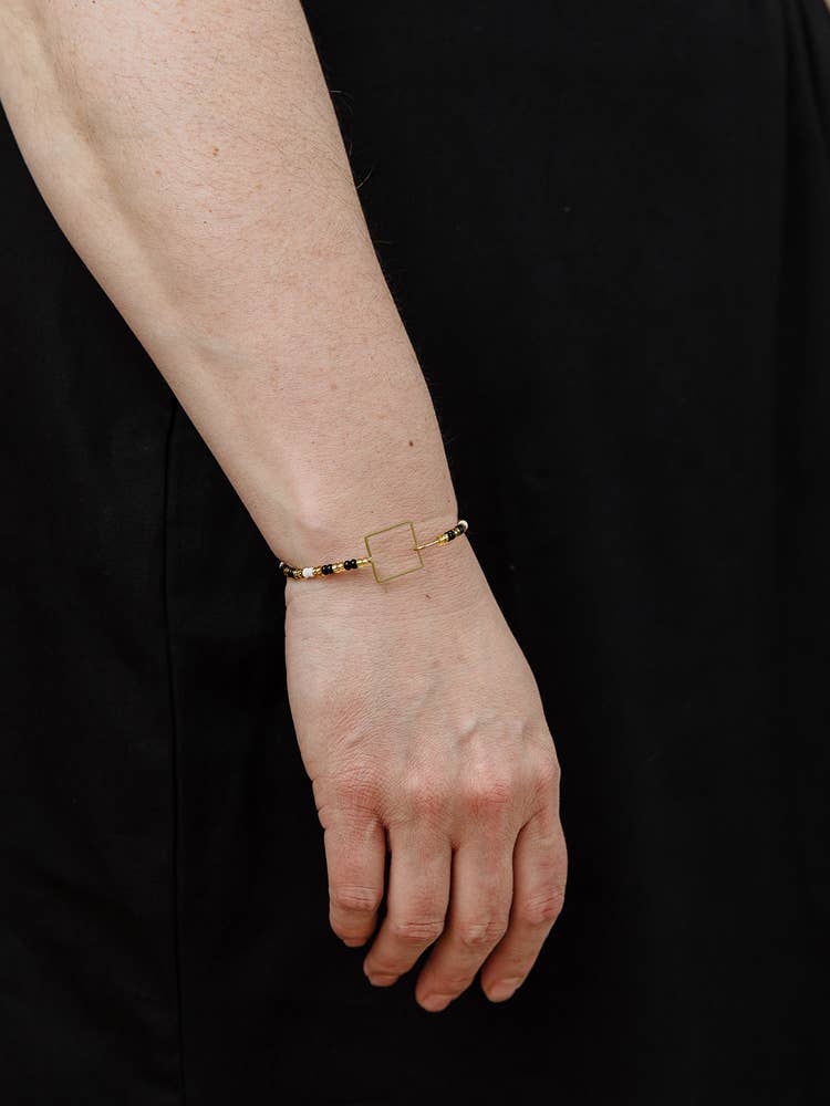 Foursided Beaded Bracelet Gold