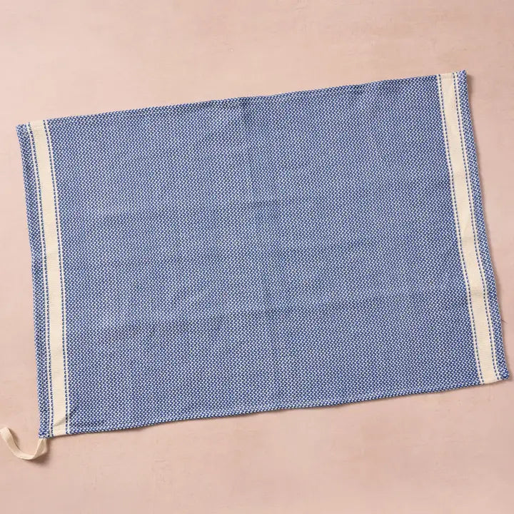 Matbakh Cotton Tea Towel - Blue w/ Tan
