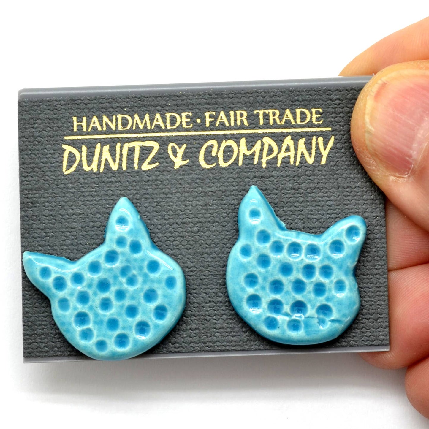 Colorful Ceramic Cat Stud Earrings - Assorted