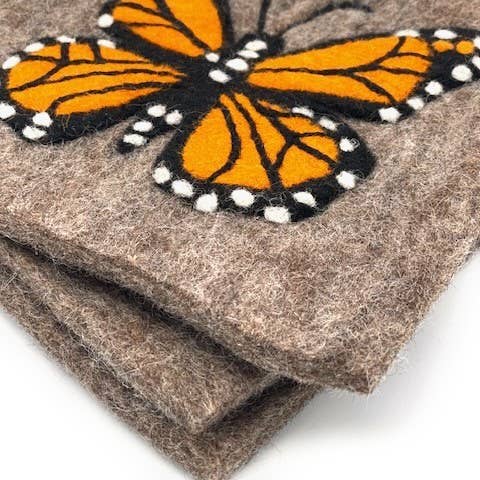 Monarch Butterfly on Gray Square Felt Trivet
