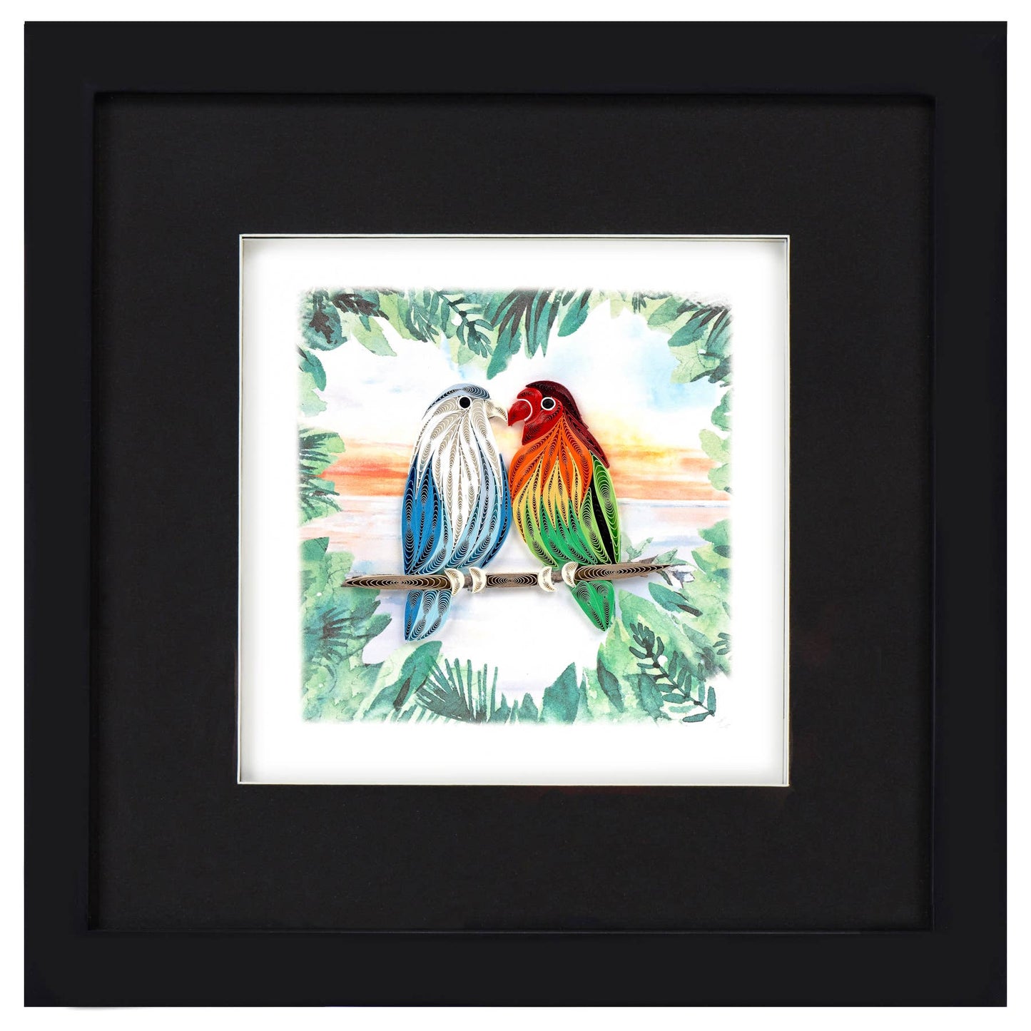 Quilled Pair of Lovebirds Greeting Card