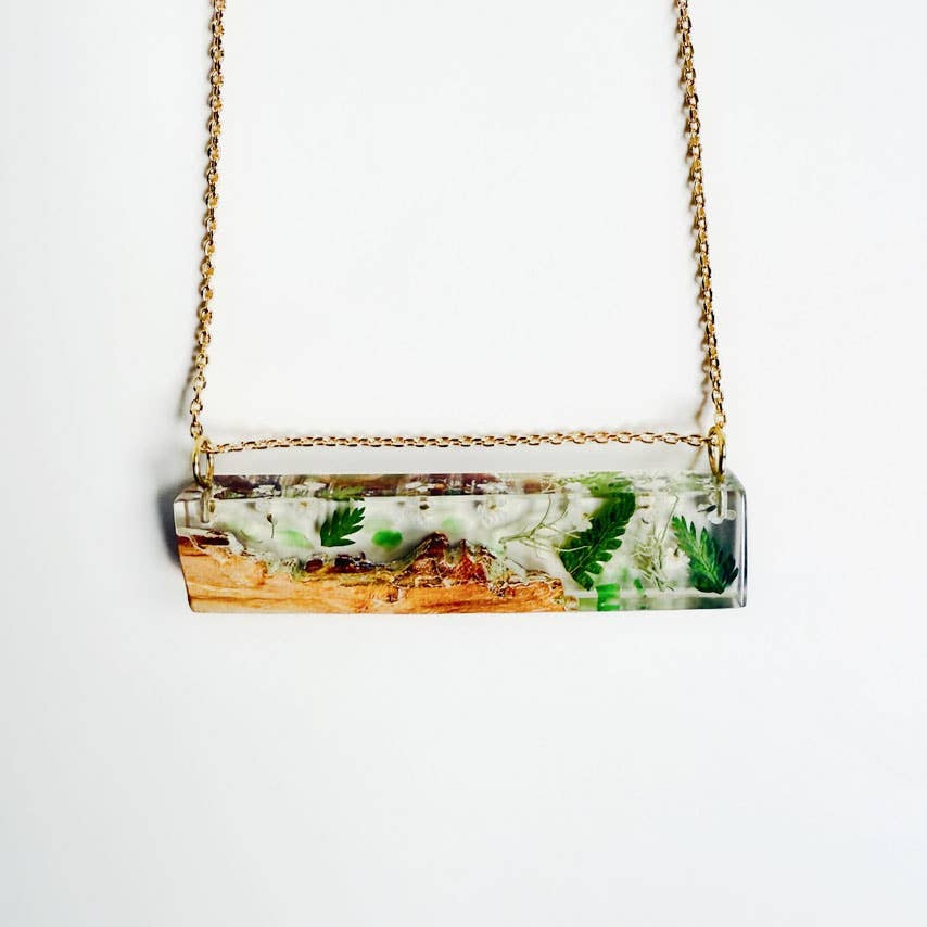 Botanical "Find Me in the Forest" Bar Necklace