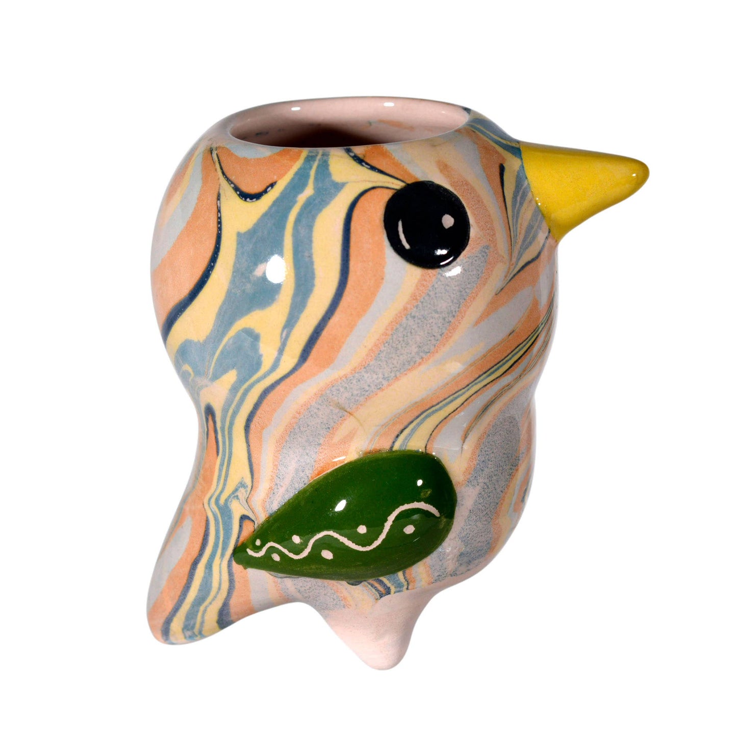 Marble Glazed Ceramic Plant Pot - Bird/Pio