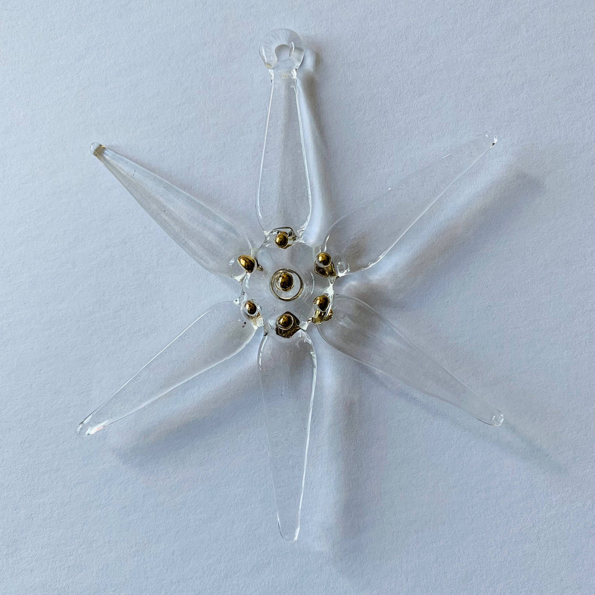 Blown Glass Ornament - Snow Flake: Clear