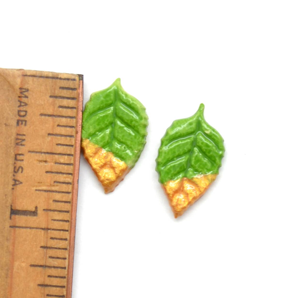 Ceramic Golden Leaf Stud Earrings - Assorted