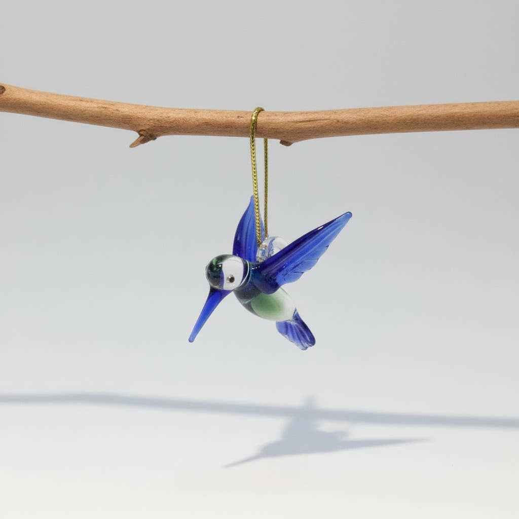 Blown Glass Ornament - Hummingbird Posing