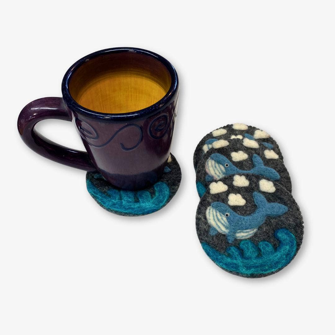 Felt Whale Coasters - Set of 4