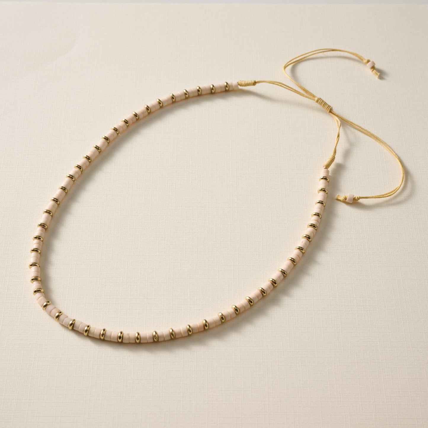 Kira Bead Necklace - Tan+Gold