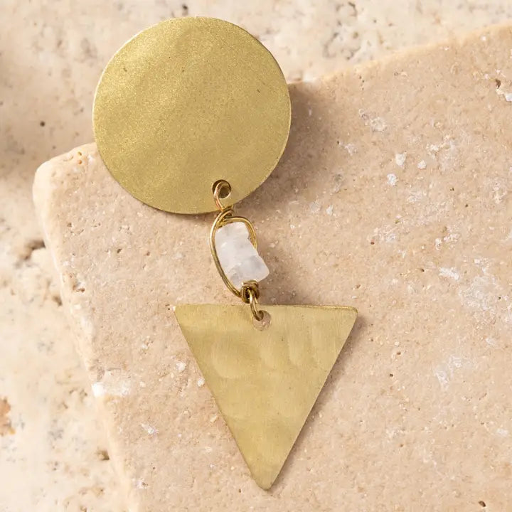 Prateek Brass and Moonstone Earrings
