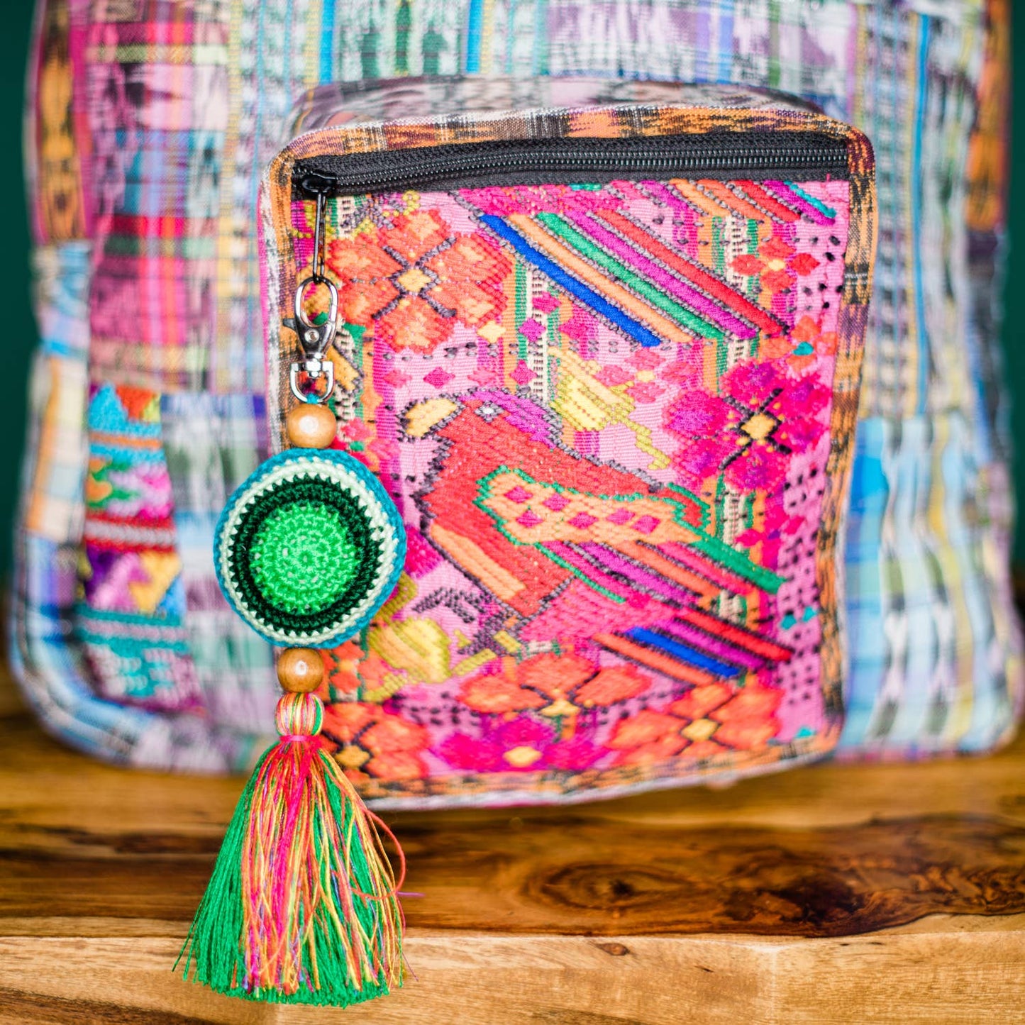 Crochet Hacky Sack Zipper Pull with Fringe