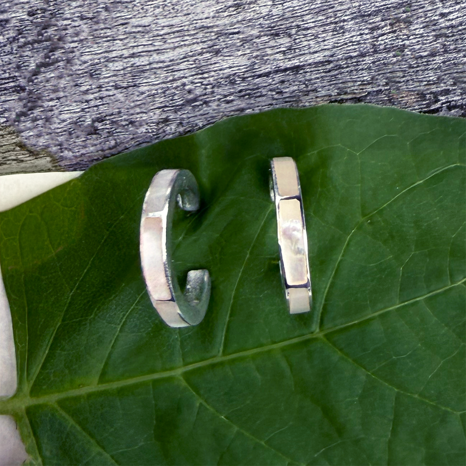 Mother-of-pearl Inlay Huggies - Sterling Silver