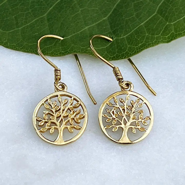 Tree of Life Earrings - Brass