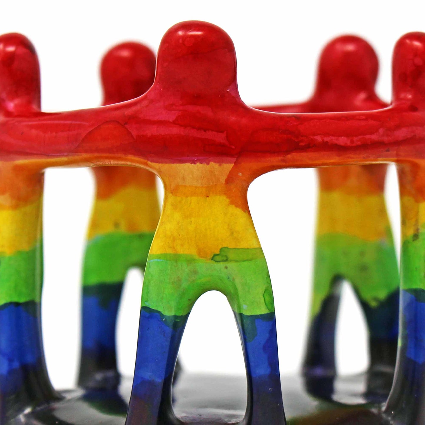 Rainbow Circle of Friends Painted Stone Sculpture 3''