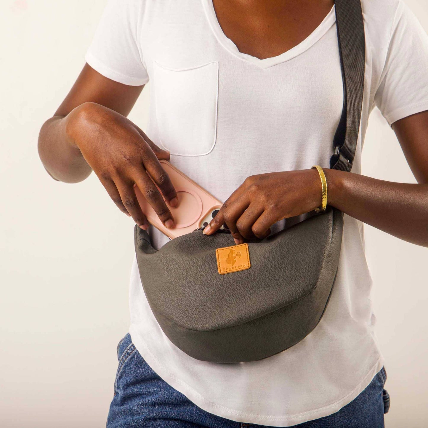 Round Mini Shoulder Bag – Vegan Leather, Assorted Colors