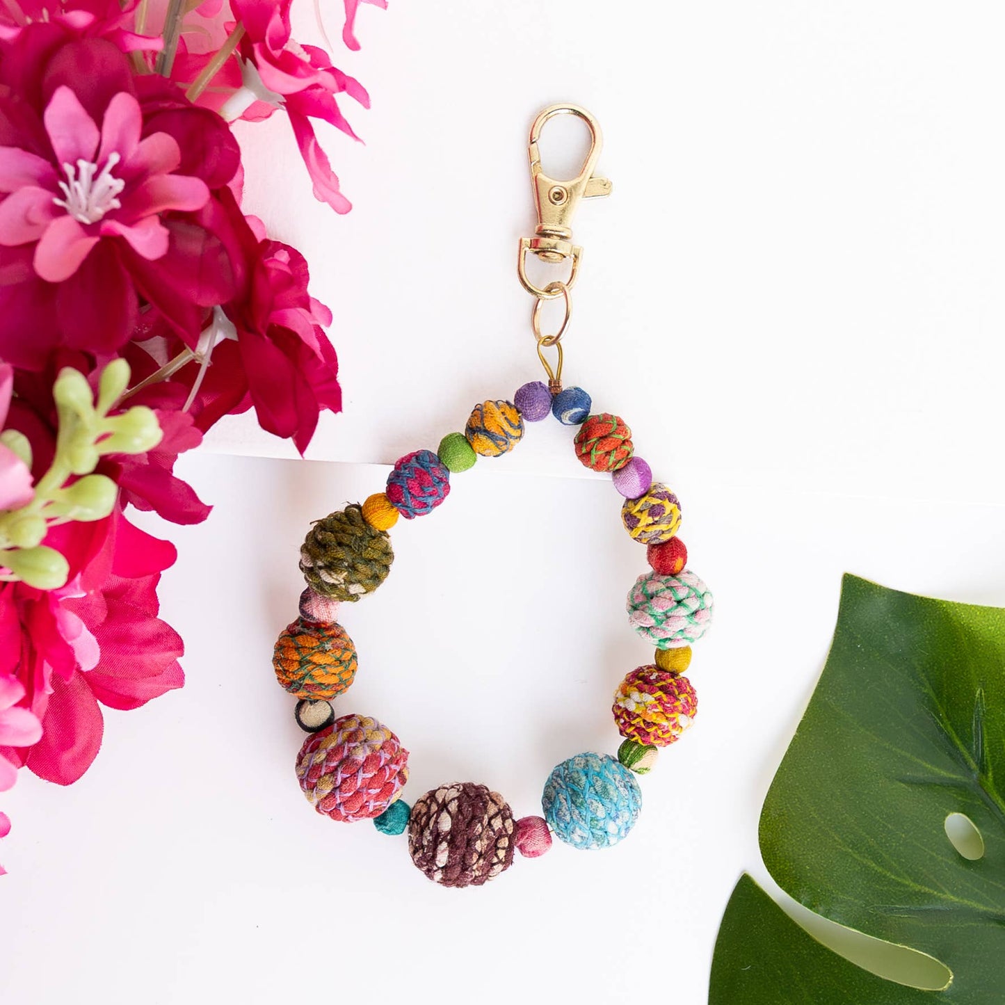 Threaded Kantha Teardrop Bag Clip