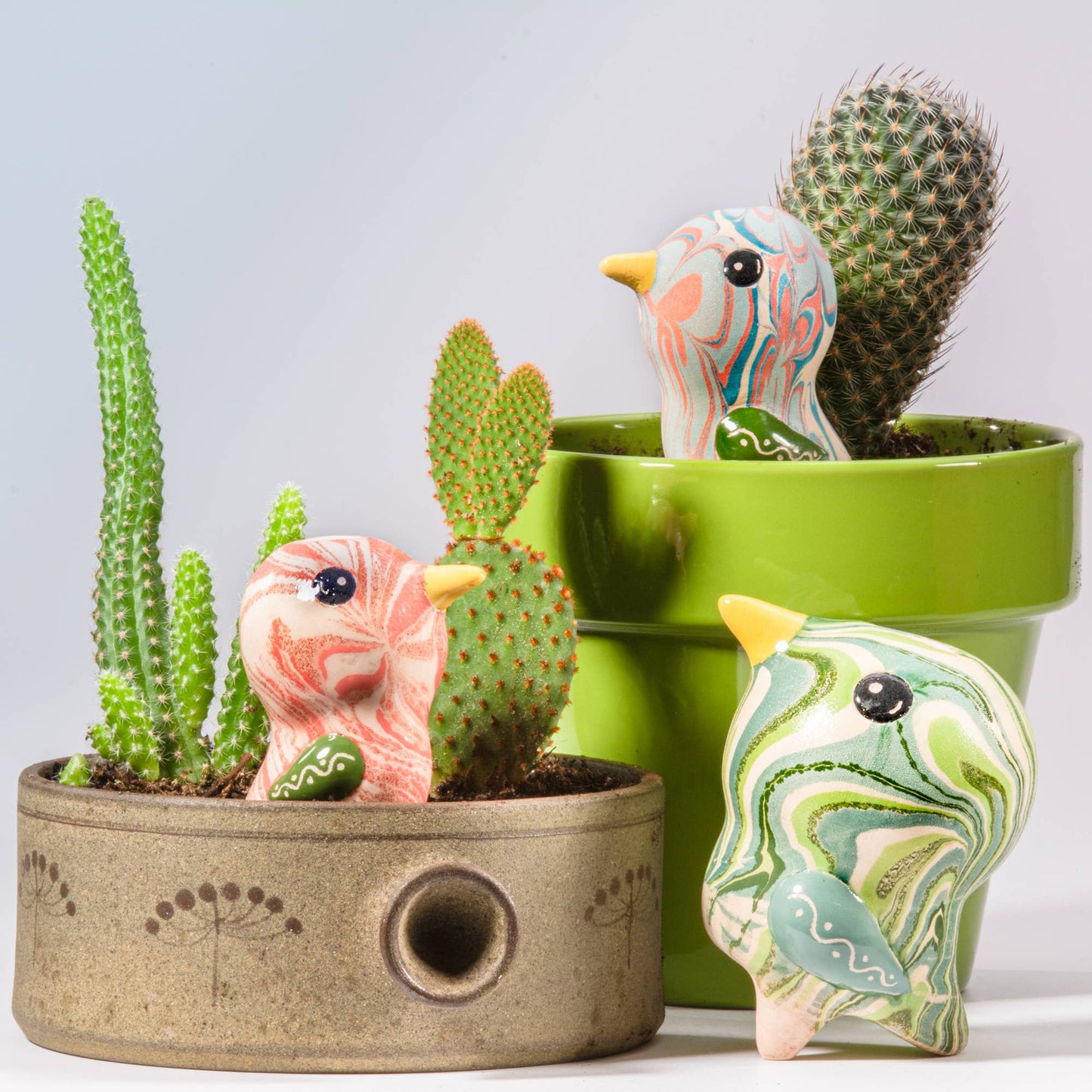 Marble Glazed Ceramic Plant Dripper - Bird