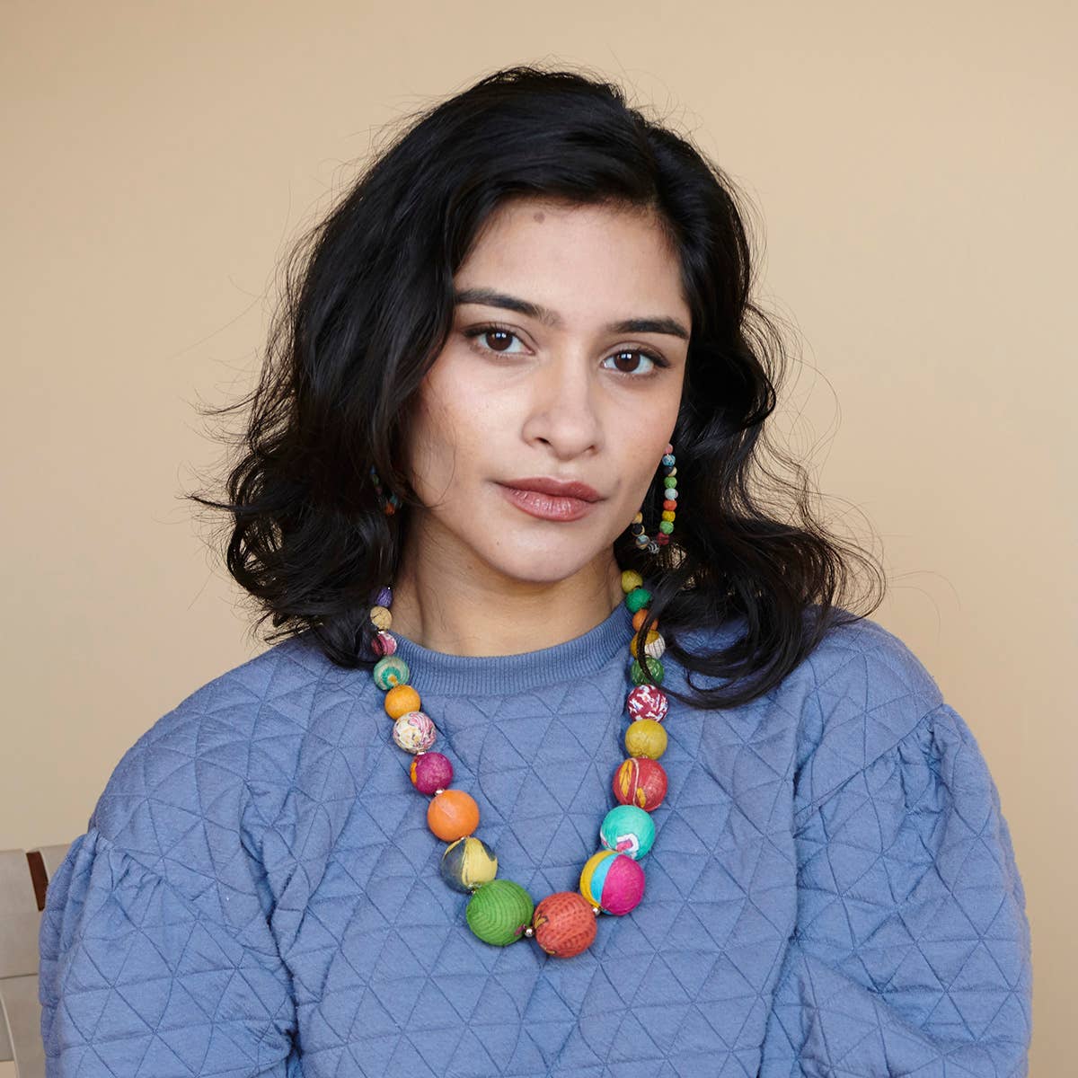 Kantha Graduated Bead Statement Necklace