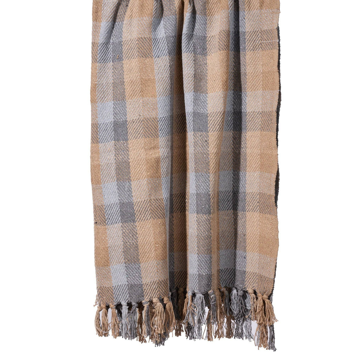 Naya Recycled Cotton Blanket - Gray, Tan, Blue
