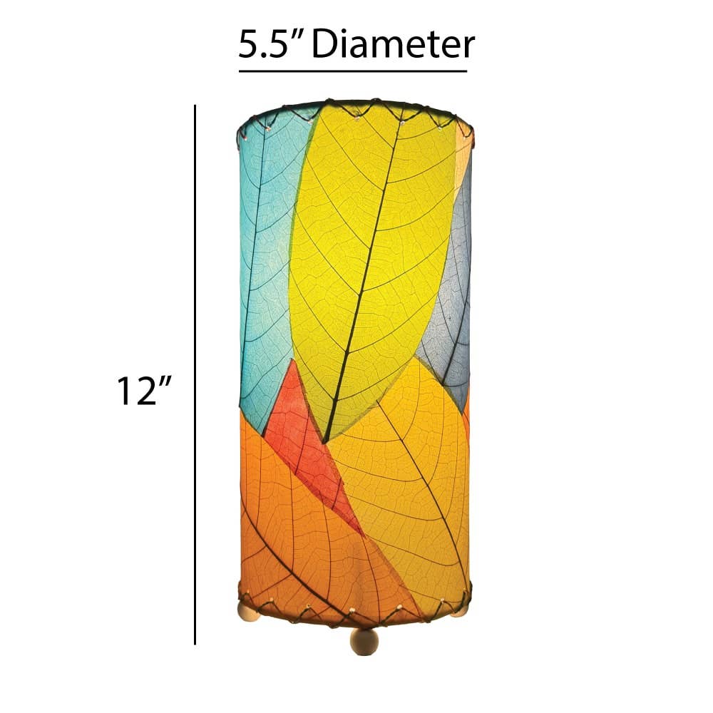 12'' Cocoa Leaf Cylinder Lamp - Multi