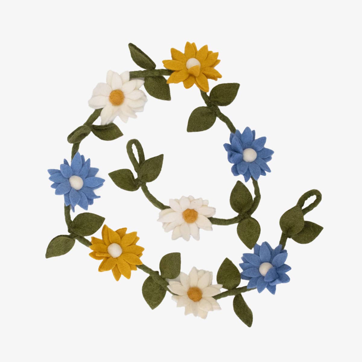 Felt Garland - Blue, White & Yellow Flowers