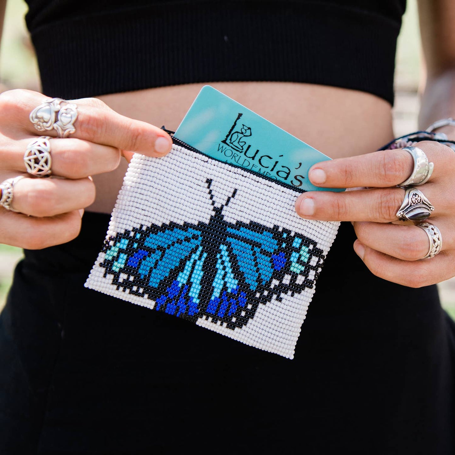 Butterfly Beaded Coin Bag