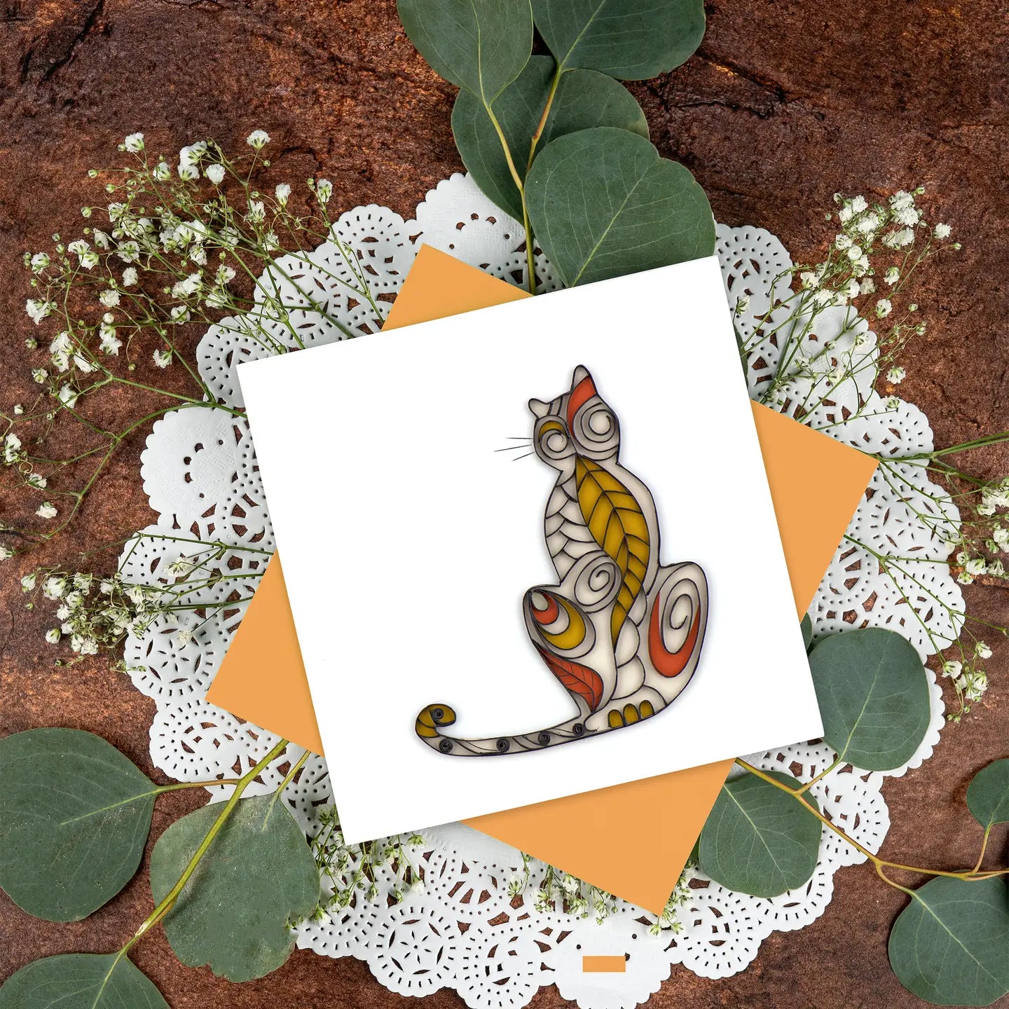 Quilled Cat Silhouette Greeting Card