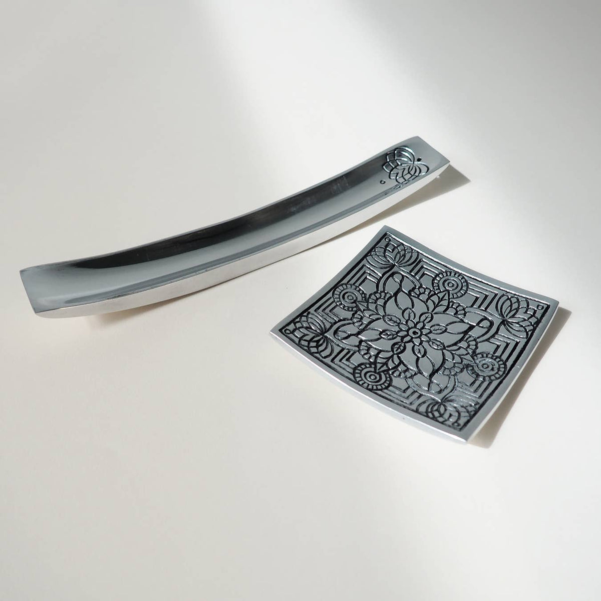 Recycled Aluminum Incense Square Holder with Pattern