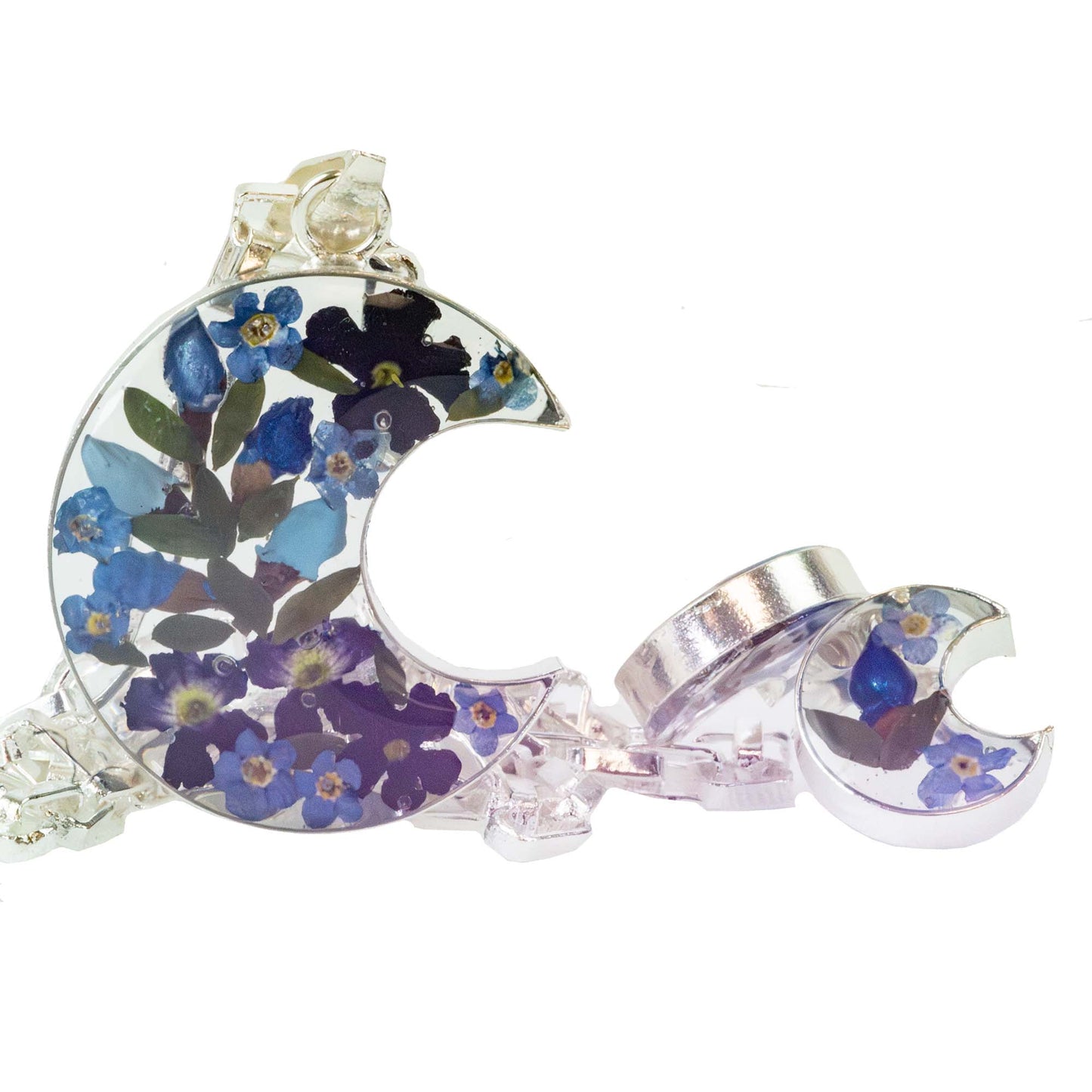 Pressed Flower Crescent Stud Earrings - Assorted