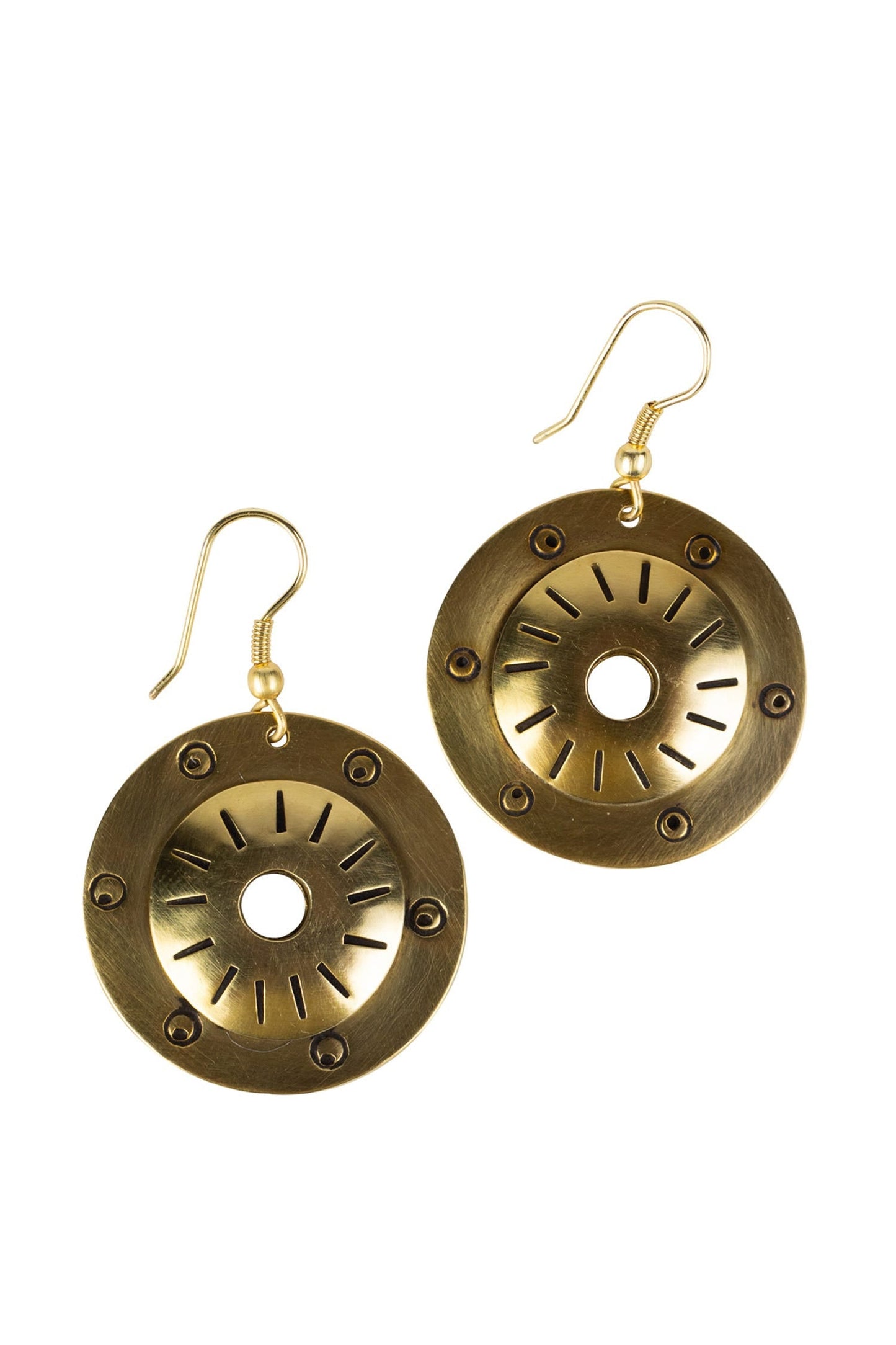 Brass Shield Earrings