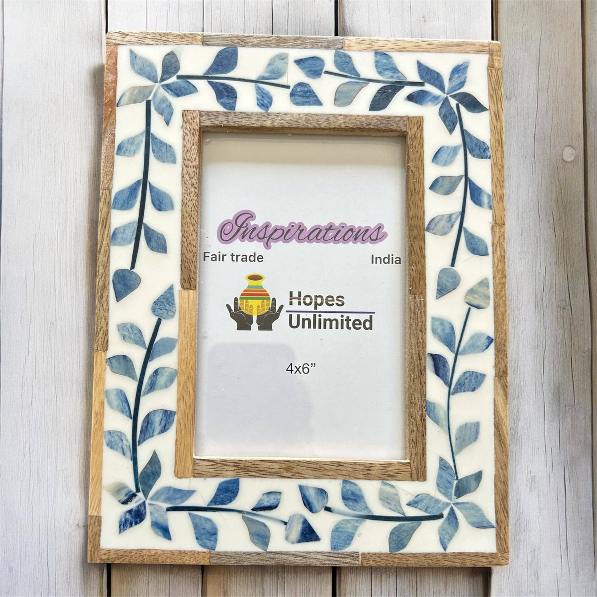 Blue Leaf Wooden Frame 4x6