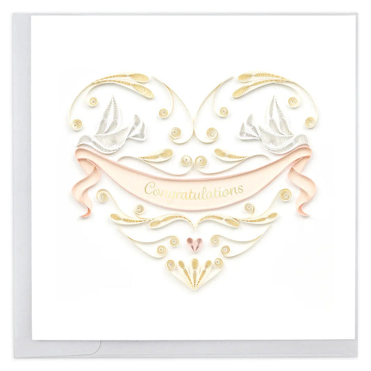Quilled Wedding Doves Heart Greeting Card