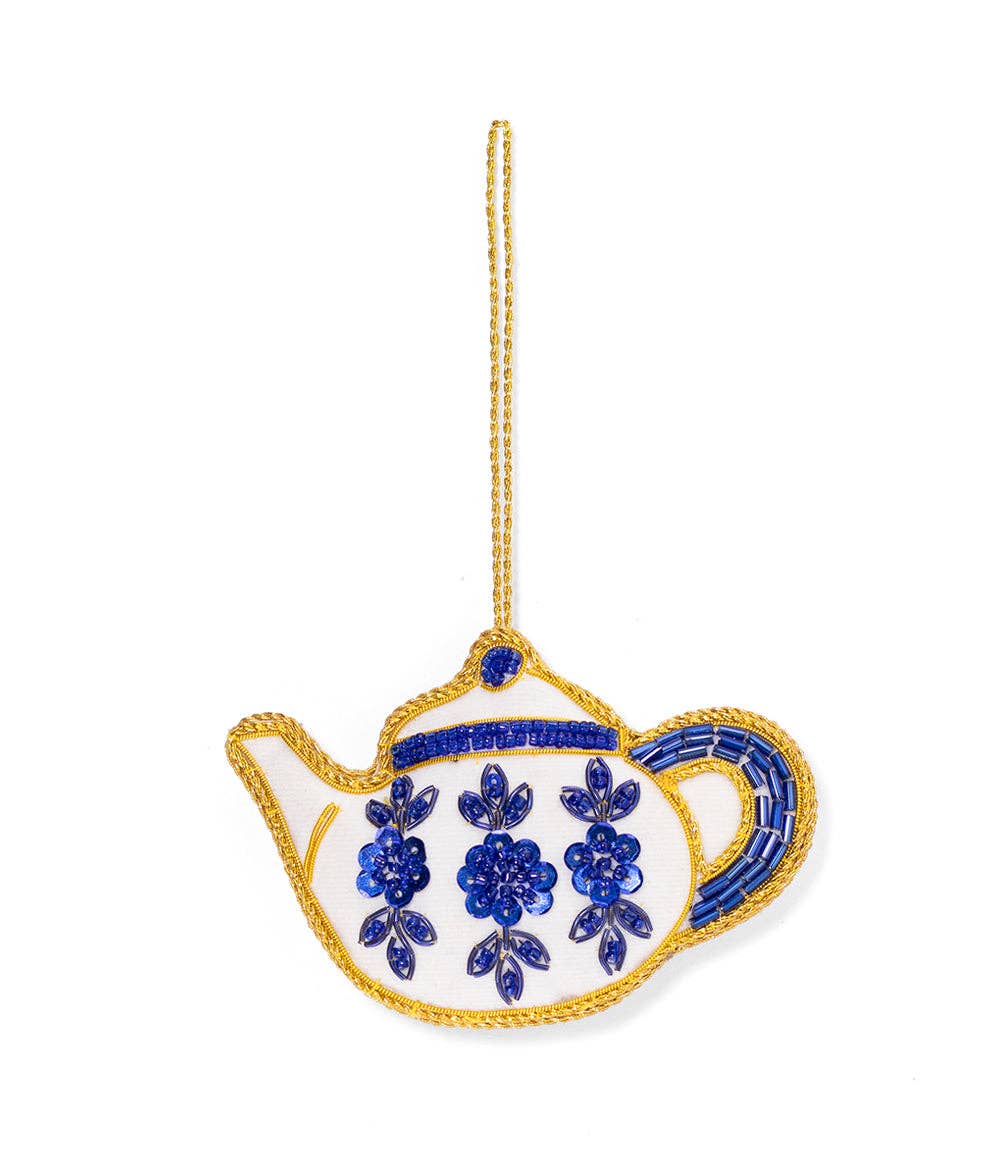 Larissa Plush Teapot Beaded Fabric Ornament