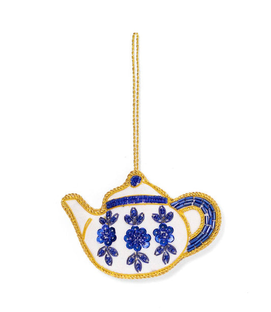 Larissa Plush Teapot Beaded Fabric Ornament