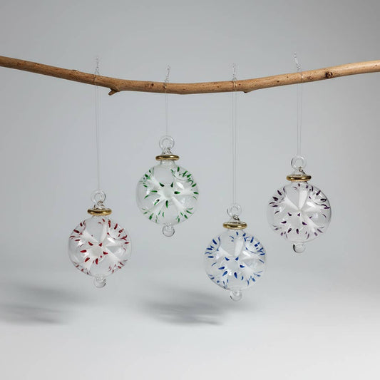 Blown Glass Small Ornament - Blossoms White