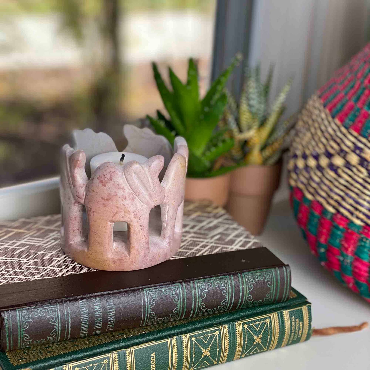 Circle of Elephants Soapstone Sculpture 3''