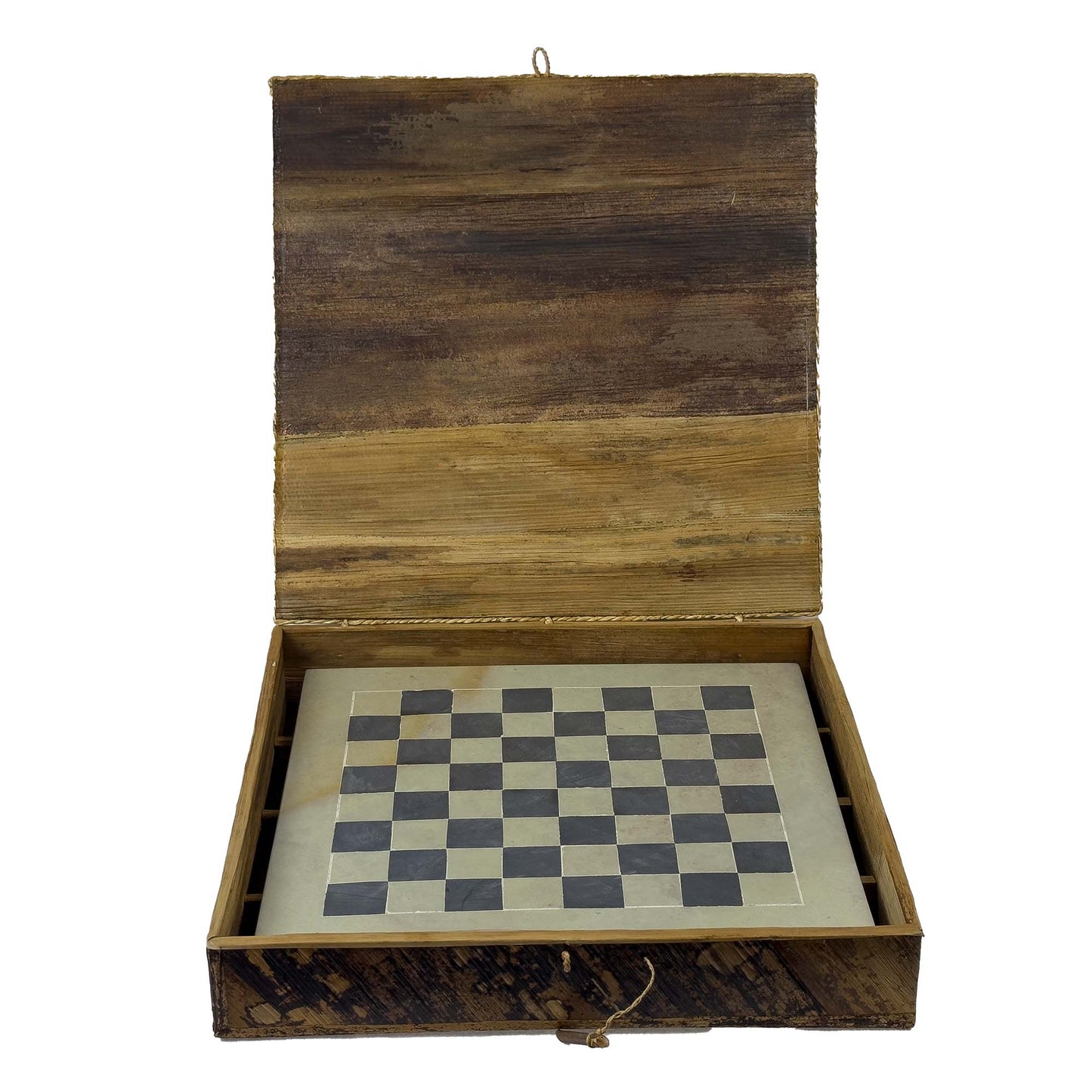 Soapstone Hand-Carved Chess Set w/ Box - African Maasai Tribe Pieces, Grey/Natural