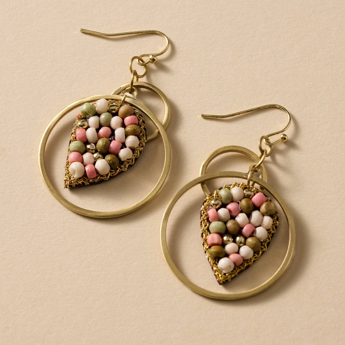 Duniya Embroidered Bead Drop Earrings