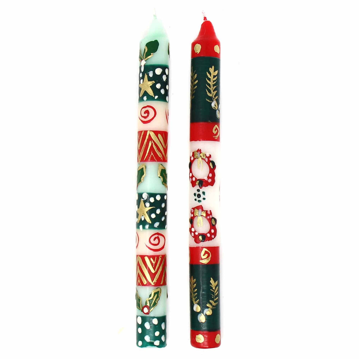 Christmas Hand-Painted Dinner Candles Pair