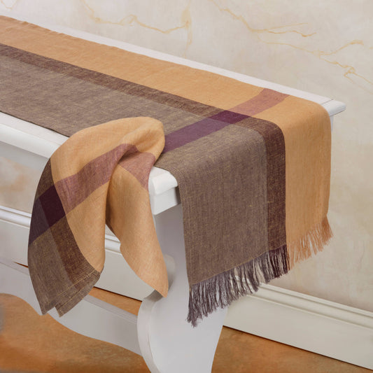 GOLDEN RAISIN Runner, Handwoven Flax Linen