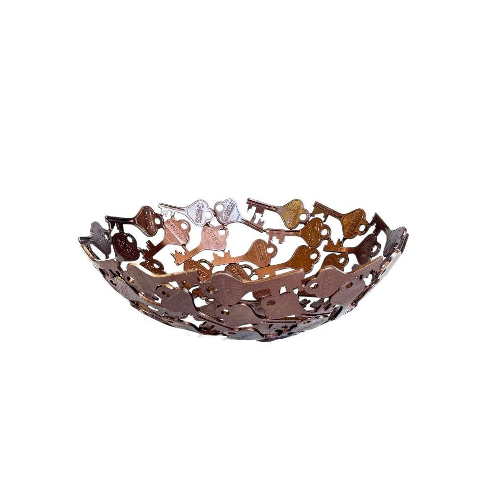 Oval Iron Key Bowl - Antique Copper Finish
